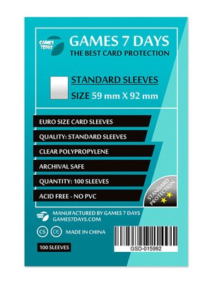 Протектори Games7Days (59 x 92 мм) Standard Euro Size (100 шт) GSD-015992 фото